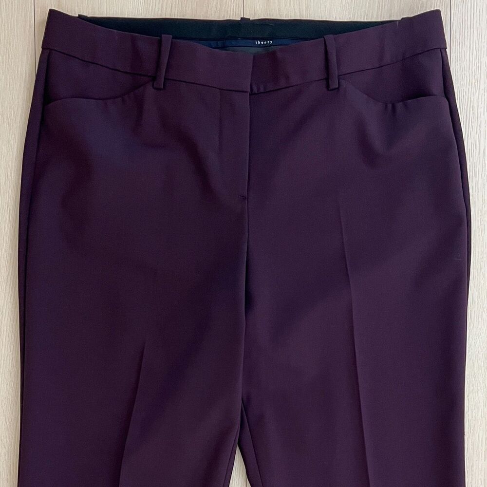 Theory Custom Max 2 Edition Virgin Wool in Dark Plum Stretch Mid Rise Size 10 - Picture 13 of 15